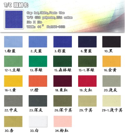 T/C滌紗卡 T/C 65％ polyester,35％cotton 21s*21s  NX-0613 45度照